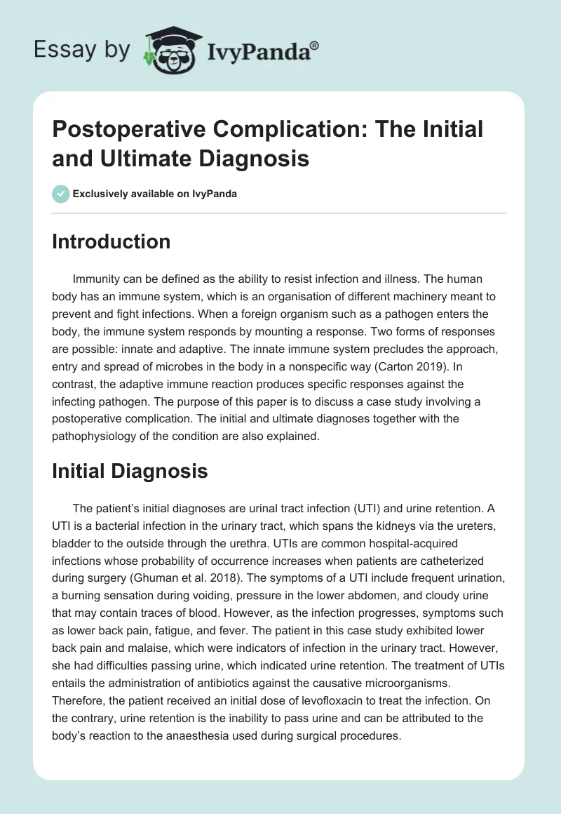 Postoperative Complication: The Initial and Ultimate Diagnosis. Page 1