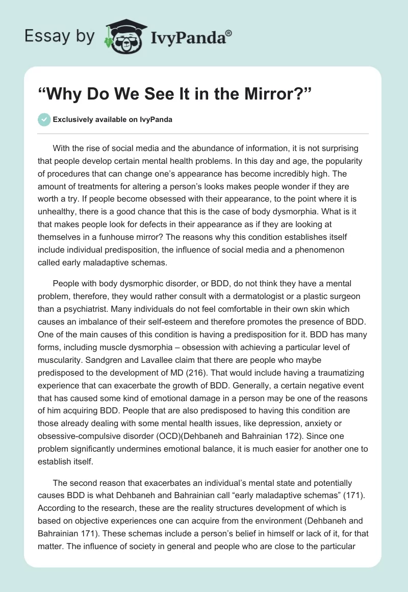“Why Do We See It in the Mirror?”. Page 1