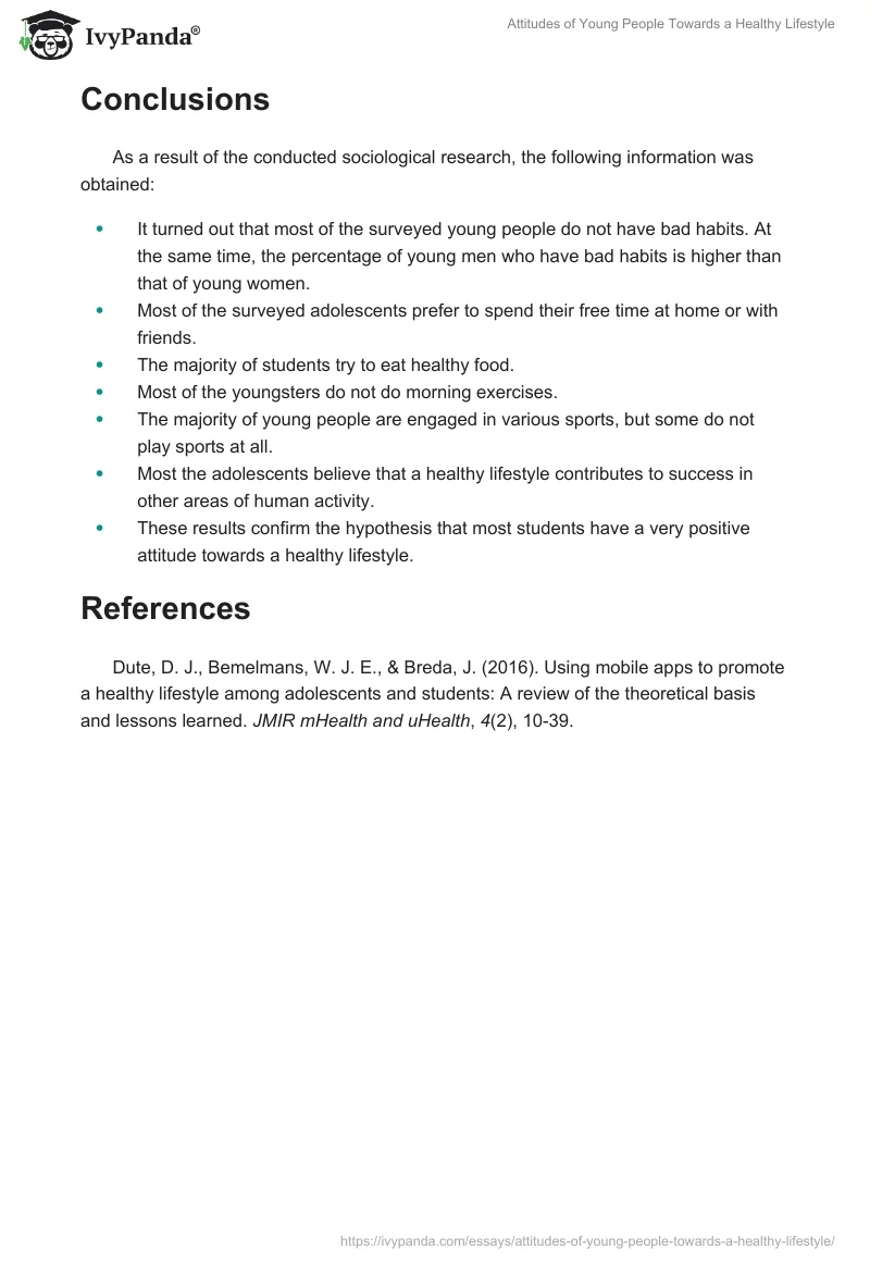 Attitudes of Young People Towards a Healthy Lifestyle. Page 3