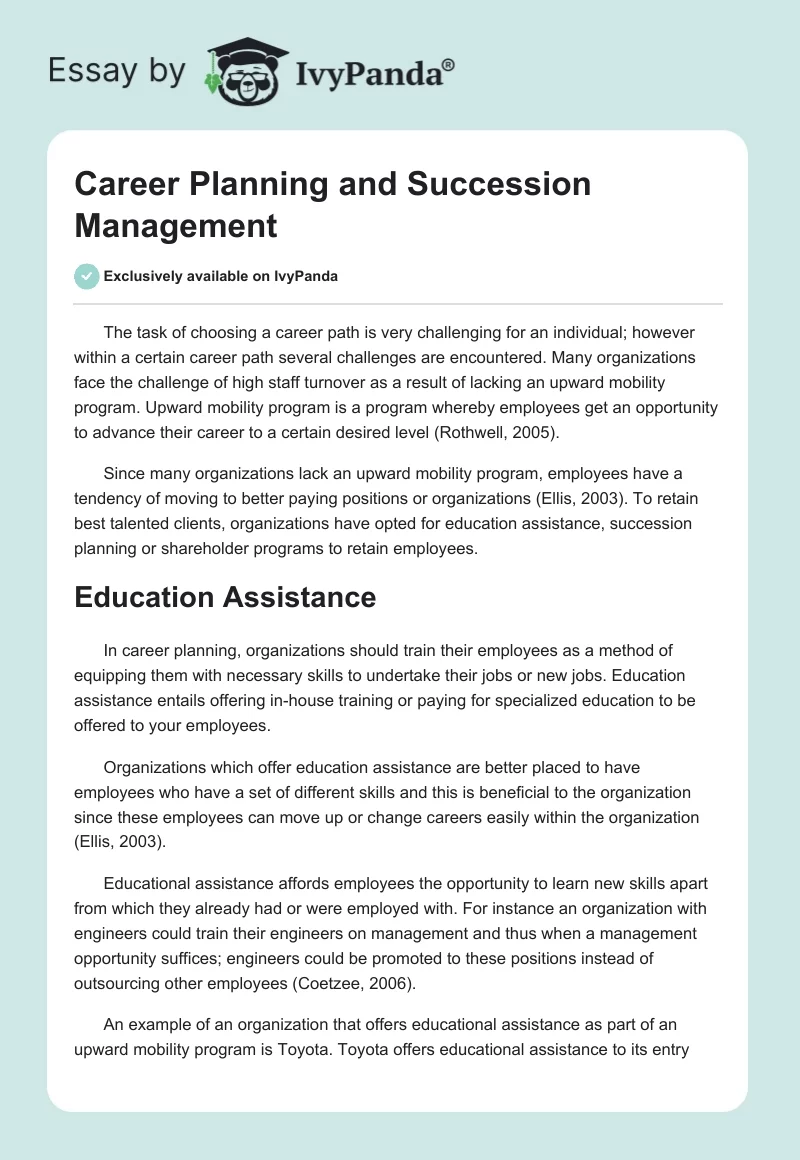 Career Planning and Succession Management. Page 1