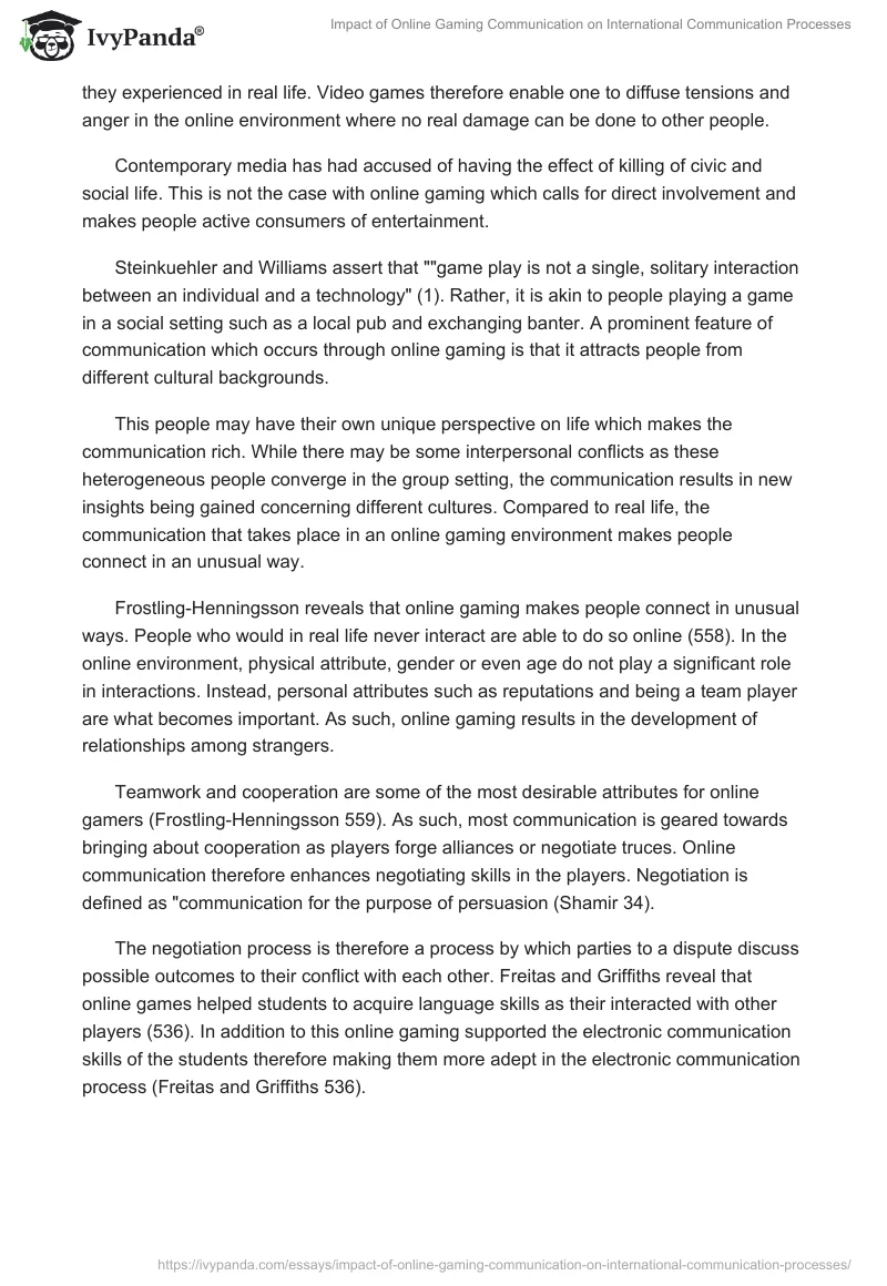 Impact of Online Gaming Communication on International Communication Processes. Page 3