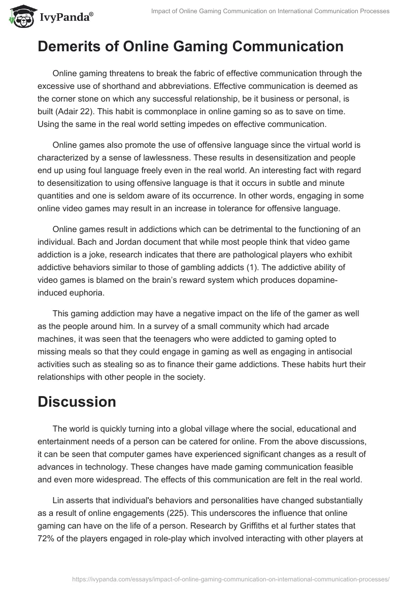 Impact of Online Gaming Communication on International Communication Processes. Page 4