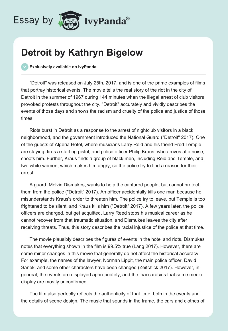 "Detroit" by Kathryn Bigelow. Page 1