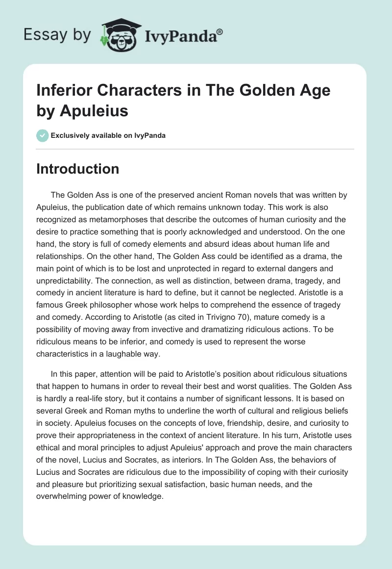 Inferior Characters in "The Golden Age" by Apuleius. Page 1