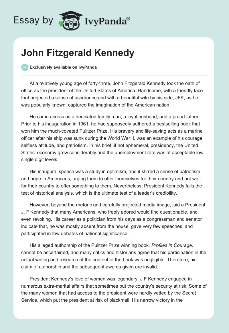 John Fitzgerald Kennedy. Page 1
