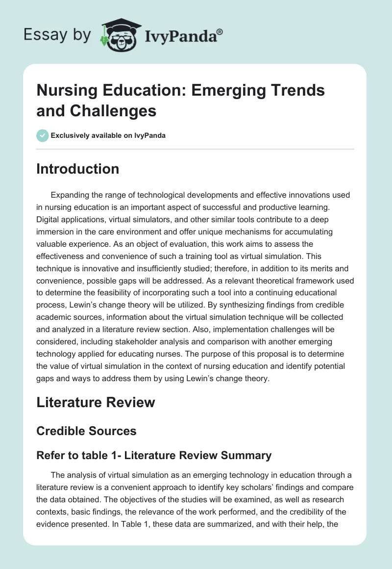 Nursing Education: Emerging Trends and Challenges. Page 1