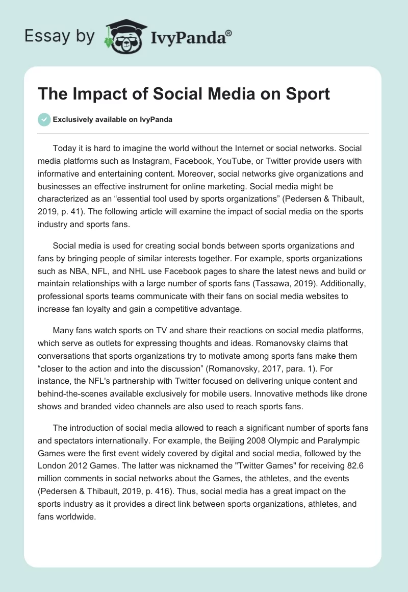 The Impact of Social Media on Sport. Page 1