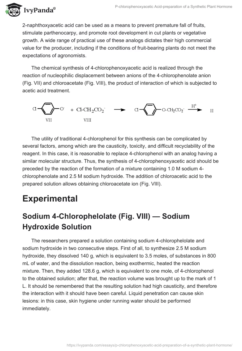 P-chlorophenoxyacetic Acid-preparation of a Synthetic Plant Hormone. Page 2