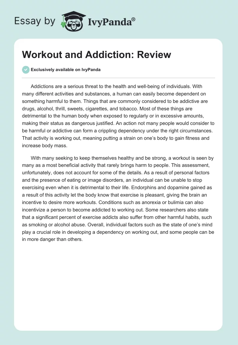Workout and Addiction: Review. Page 1