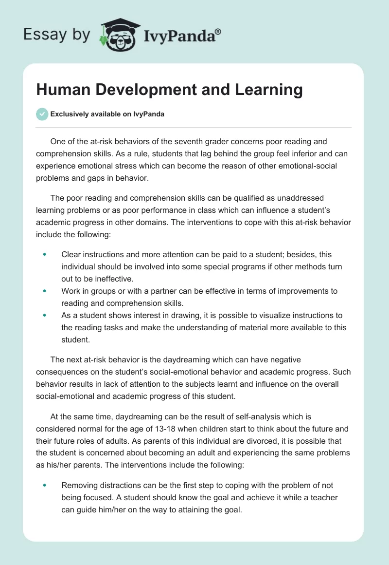 Human Development and Learning. Page 1