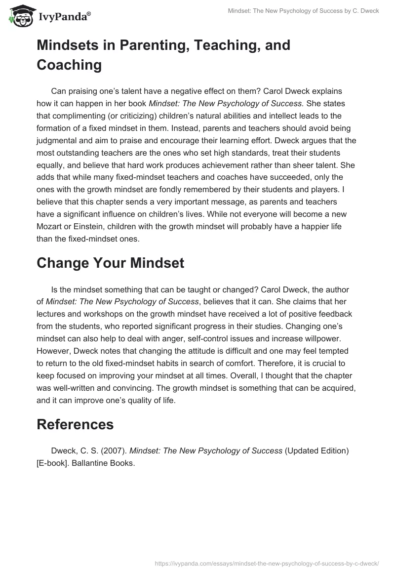 "Mindset: The New Psychology of Success" by C. Dweck. Page 3