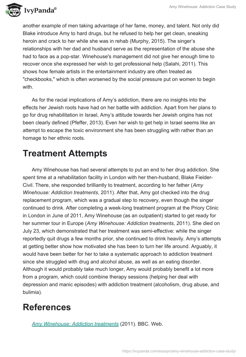 Amy Winehouse: Addiction Case Study. Page 3