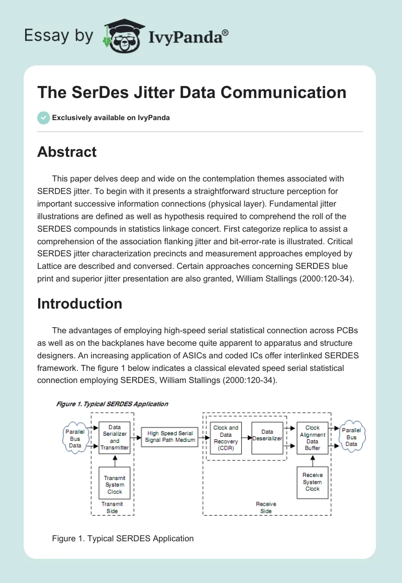 The SerDes Jitter Data Communication. Page 1