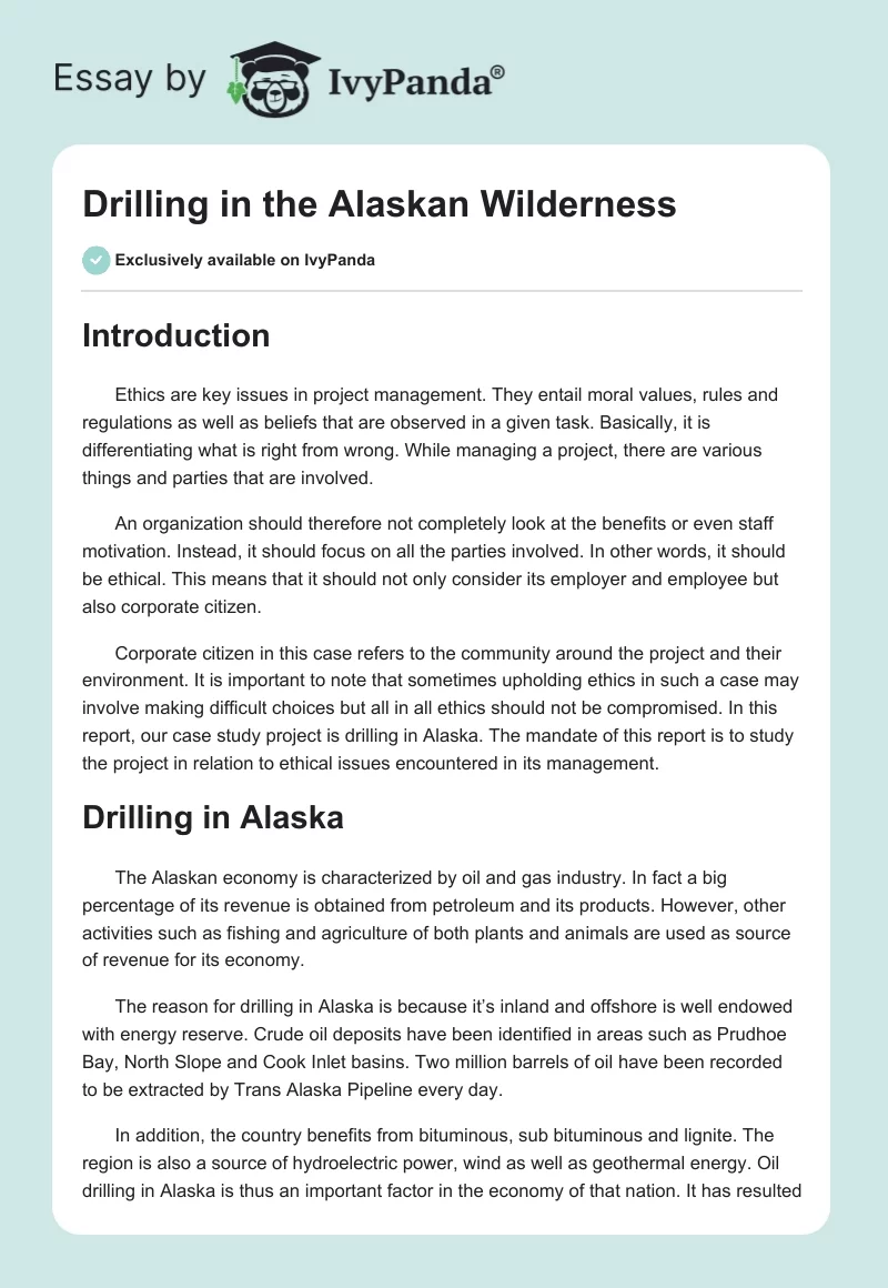 Drilling in the Alaskan Wilderness. Page 1