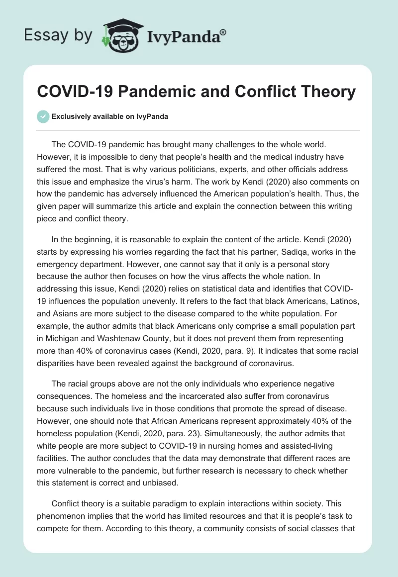 COVID-19 Pandemic and Conflict Theory. Page 1