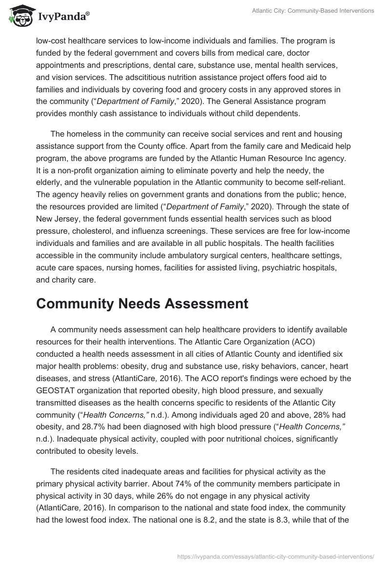 Atlantic City: Community-Based Interventions. Page 2