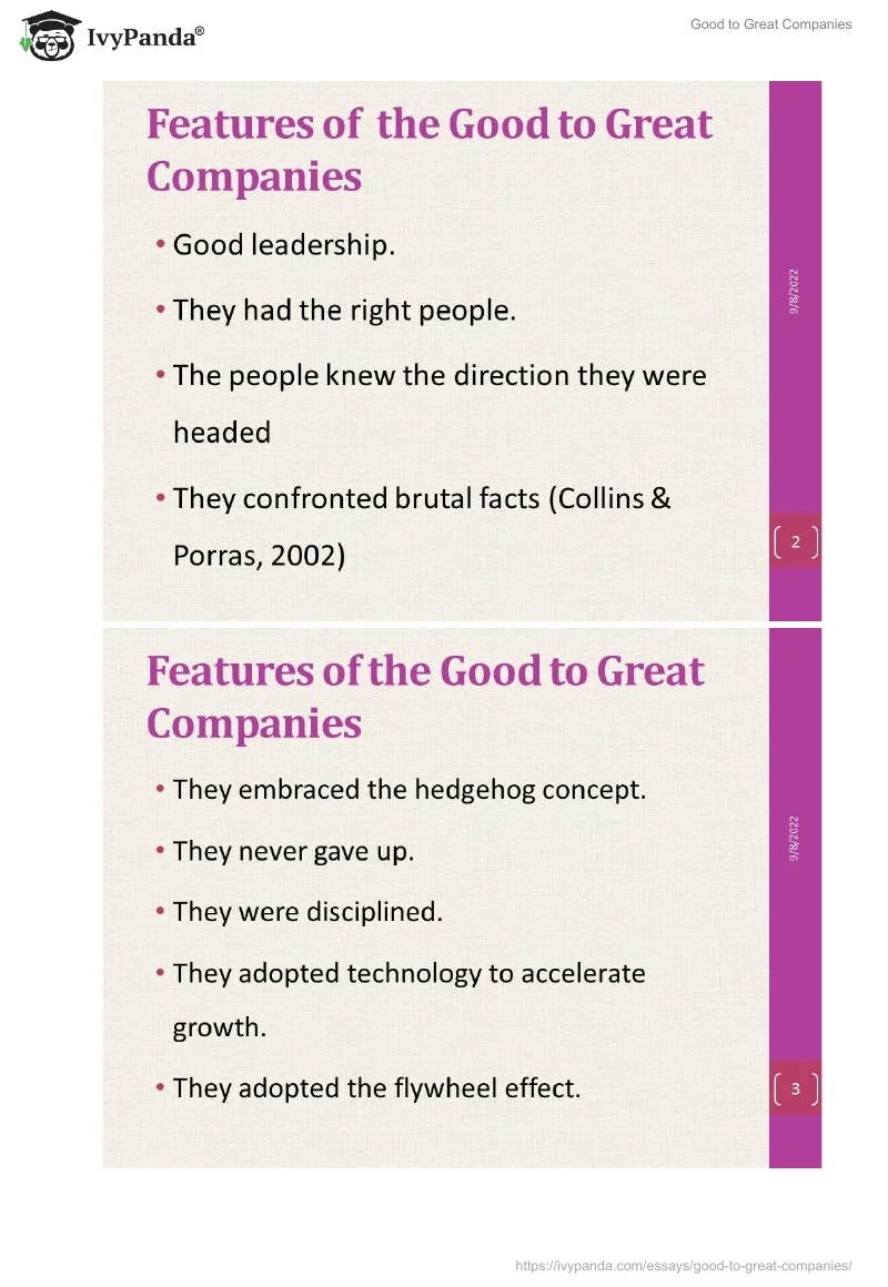 Good to Great Companies. Page 2