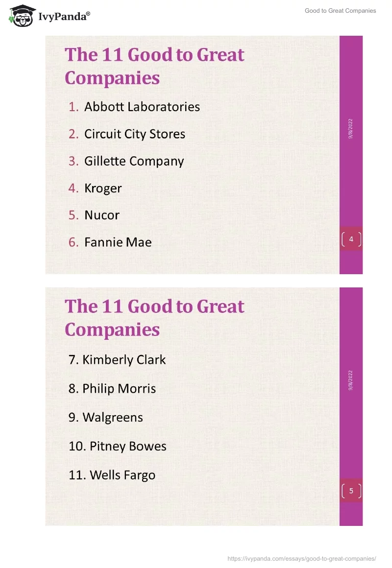 Good to Great Companies. Page 4