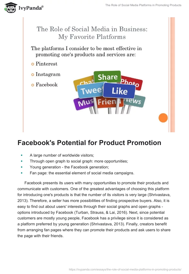 The Role of Social Media Platforms in Promoting Products. Page 2