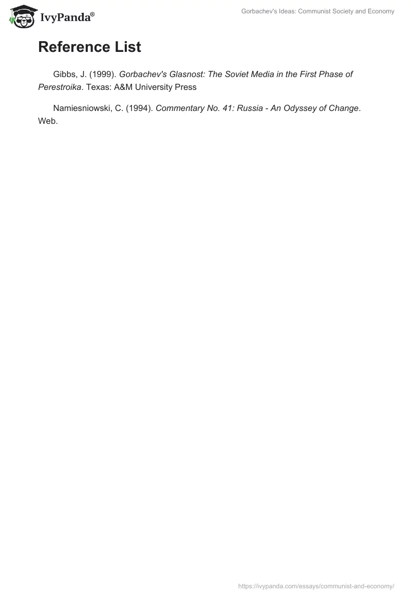 Gorbachev's Ideas: Communist Society and Economy. Page 3