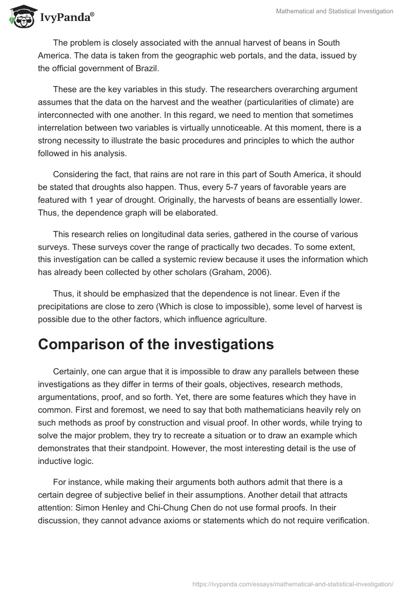 Mathematical and Statistical Investigation. Page 4