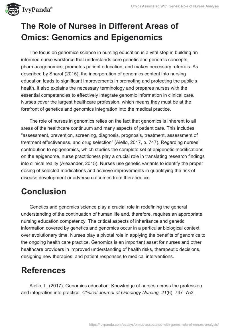 Omics Associated With Genes: Role of Nurses Analysis. Page 2