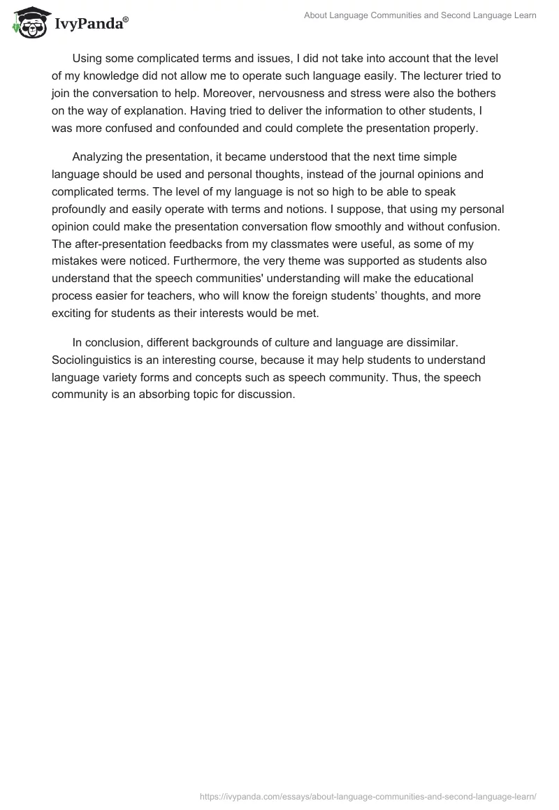 About Language Communities and Second Language Learn. Page 2
