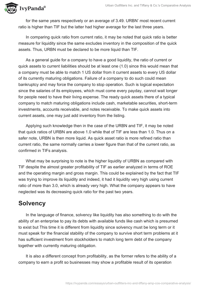 Urban Outfitters Inc. and Tiffany & Co.'s Comparative Analysis. Page 5