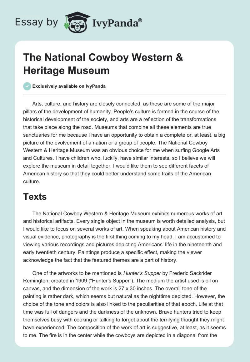 The National Cowboy Western & Heritage Museum. Page 1