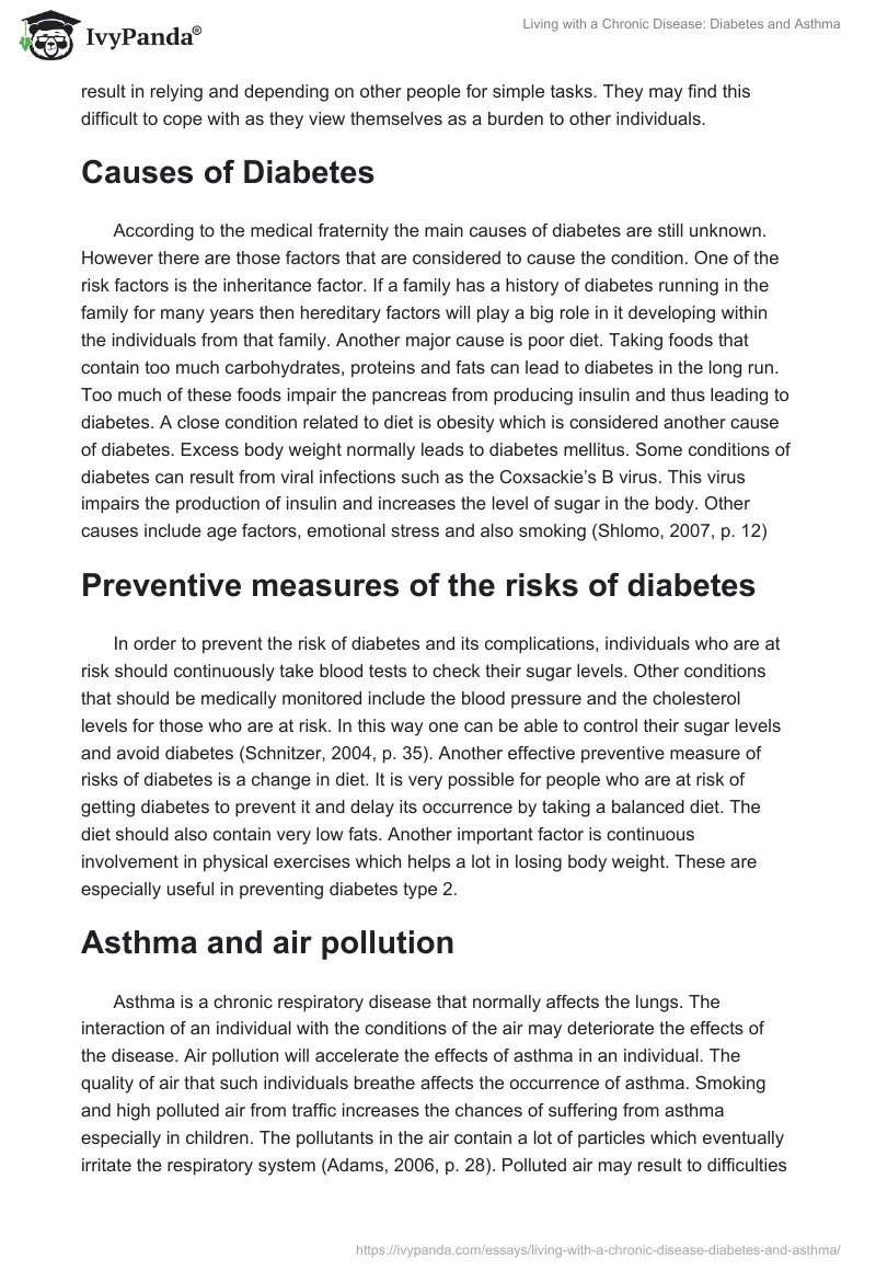 Living With a Chronic Disease: Diabetes and Asthma. Page 2