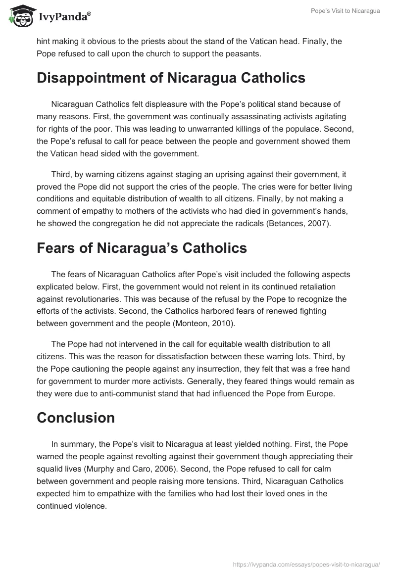Pope’s Visit to Nicaragua. Page 2