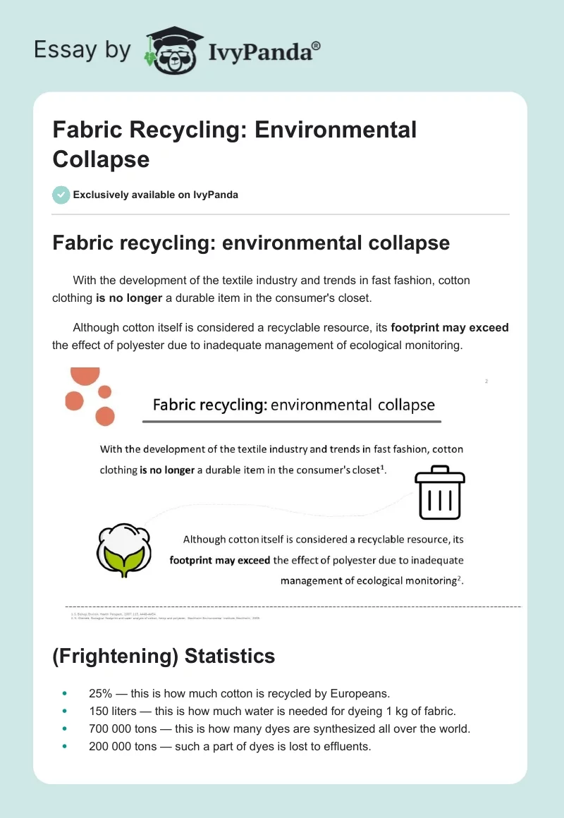 Fabric Recycling: Environmental Collapse. Page 1