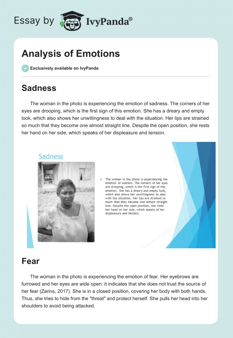 Analysis of Emotions. Page 1