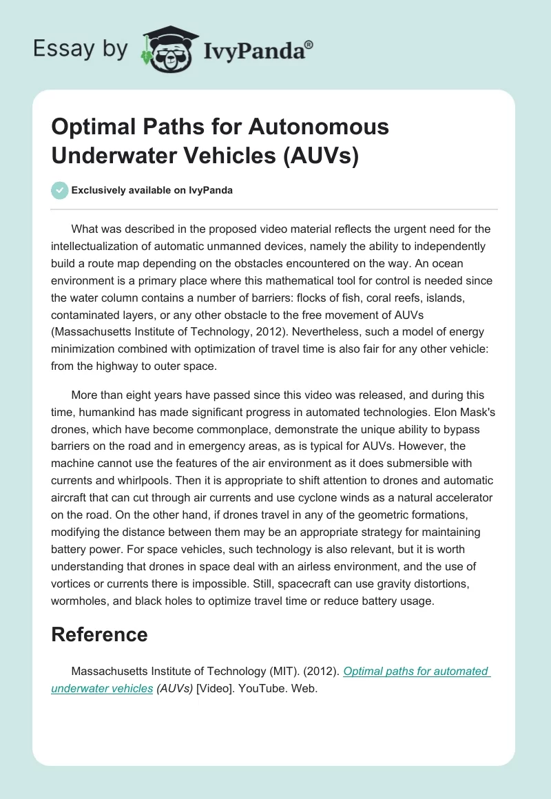 Optimal Paths for Autonomous Underwater Vehicles (AUVs). Page 1