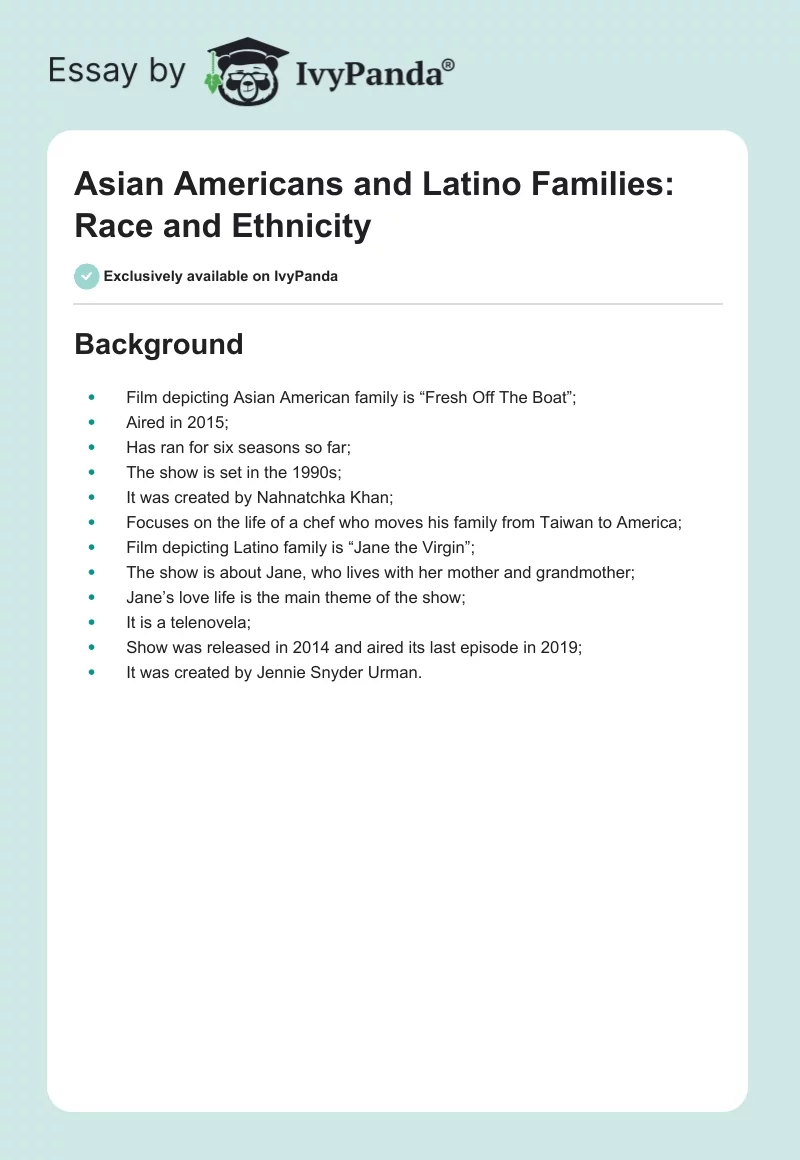 Asian Americans and Latino Families: Race and Ethnicity. Page 1