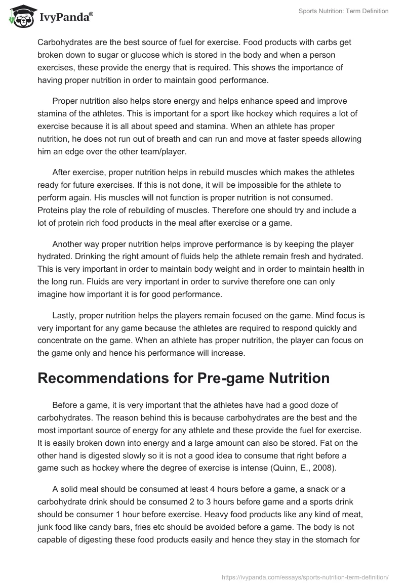 Sports Nutrition: Term Definition. Page 2
