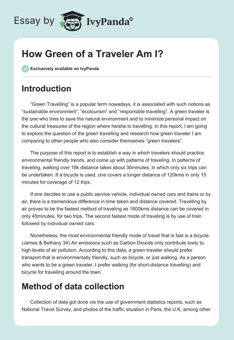 How Green of a Traveler Am I?. Page 1