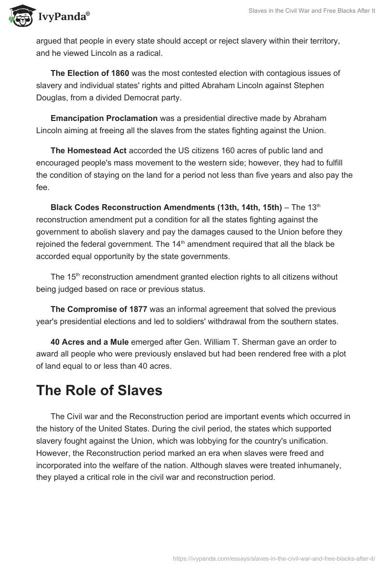 Slaves in the Civil War and Free Blacks After It. Page 2