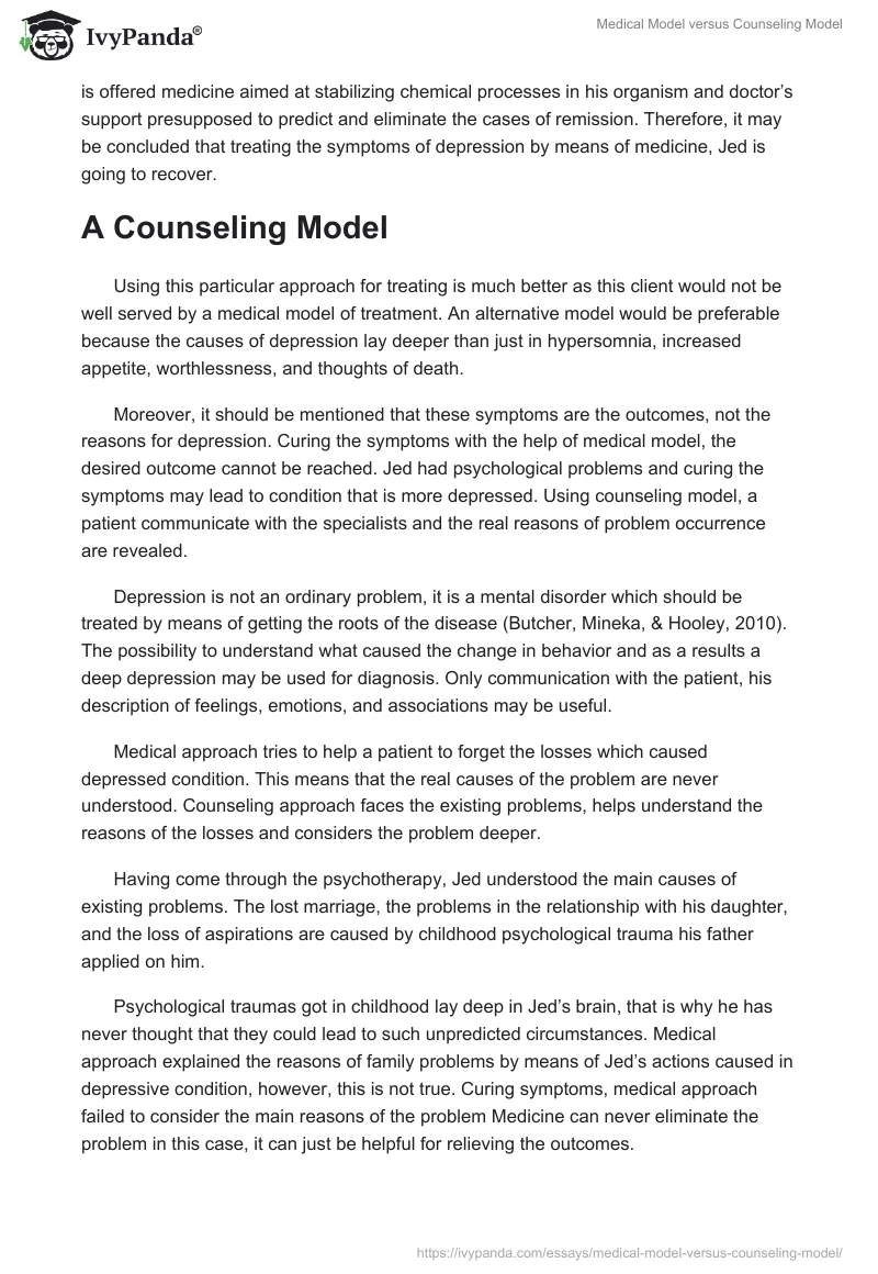 Medical Model Versus Counseling Model. Page 2
