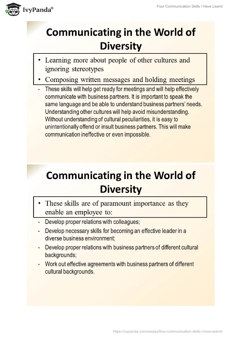 Four Communication Skills I Have Learnt. Page 4