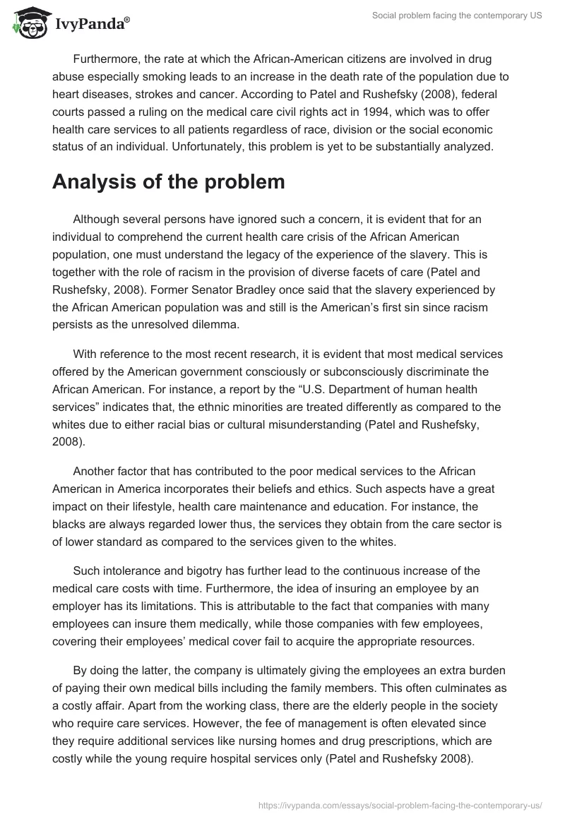 Social problem facing the contemporary US. Page 2
