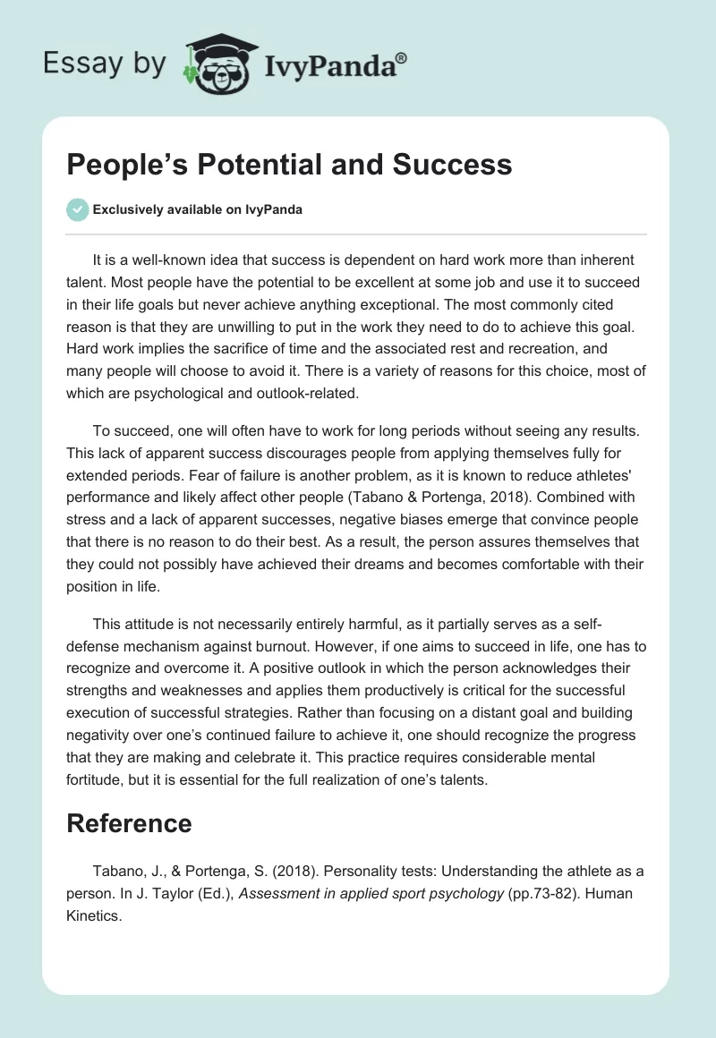 People’s Potential and Success. Page 1