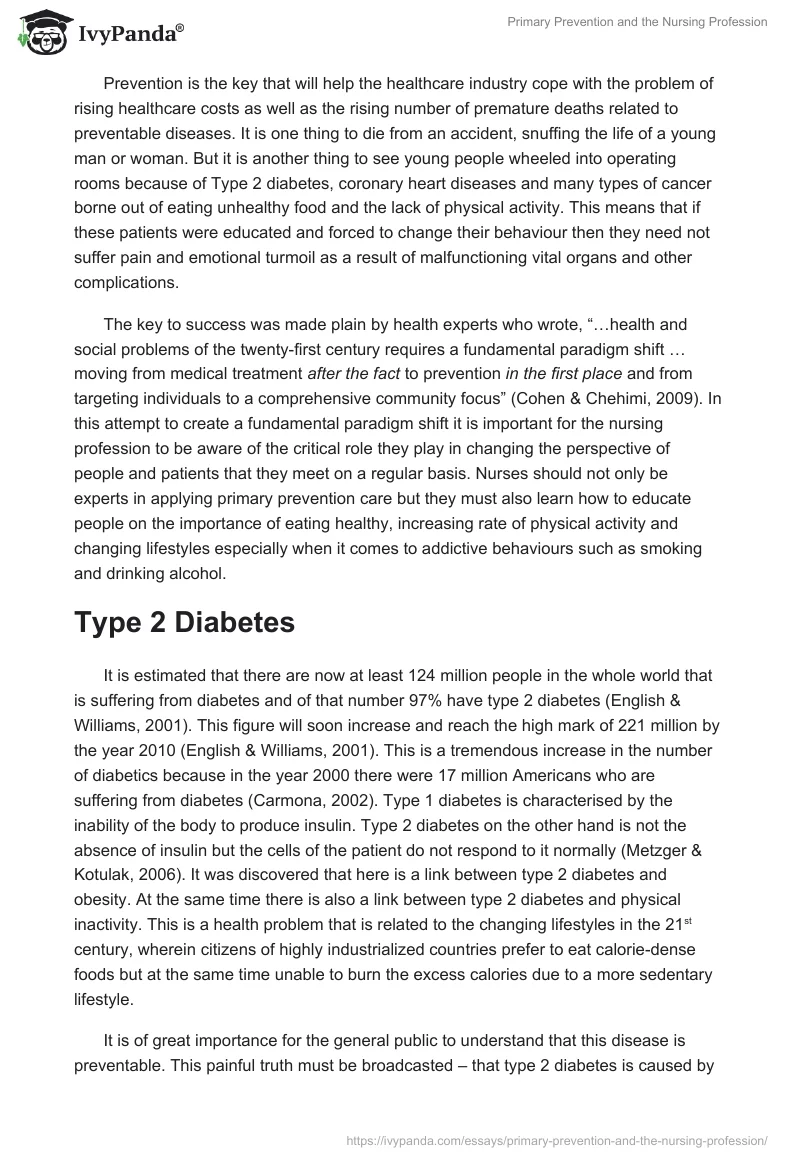 Primary Prevention and the Nursing Profession. Page 2
