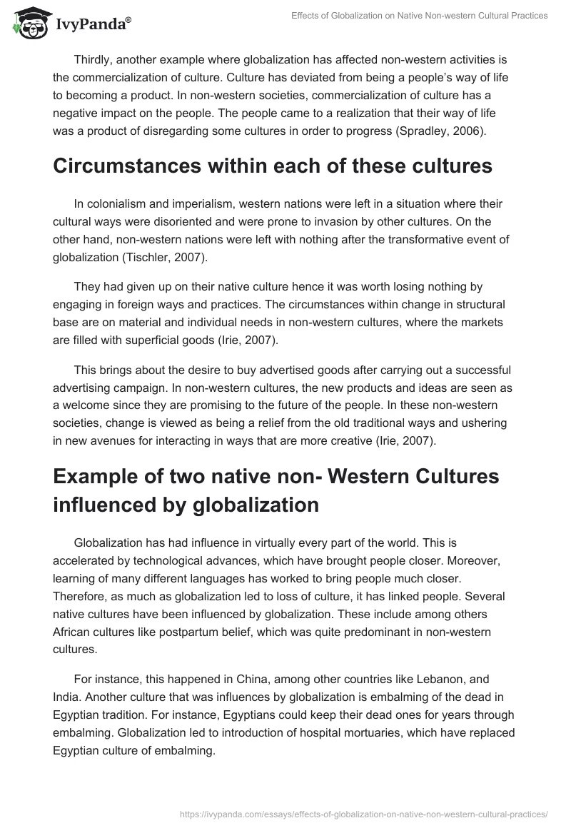 Effects of Globalization on Native Non-Western Cultural Practices. Page 2