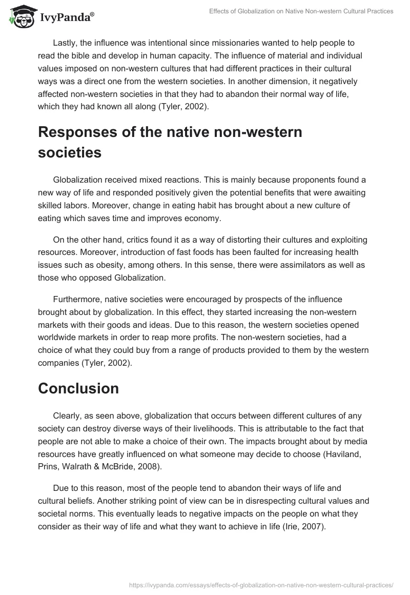 Effects of Globalization on Native Non-Western Cultural Practices. Page 5