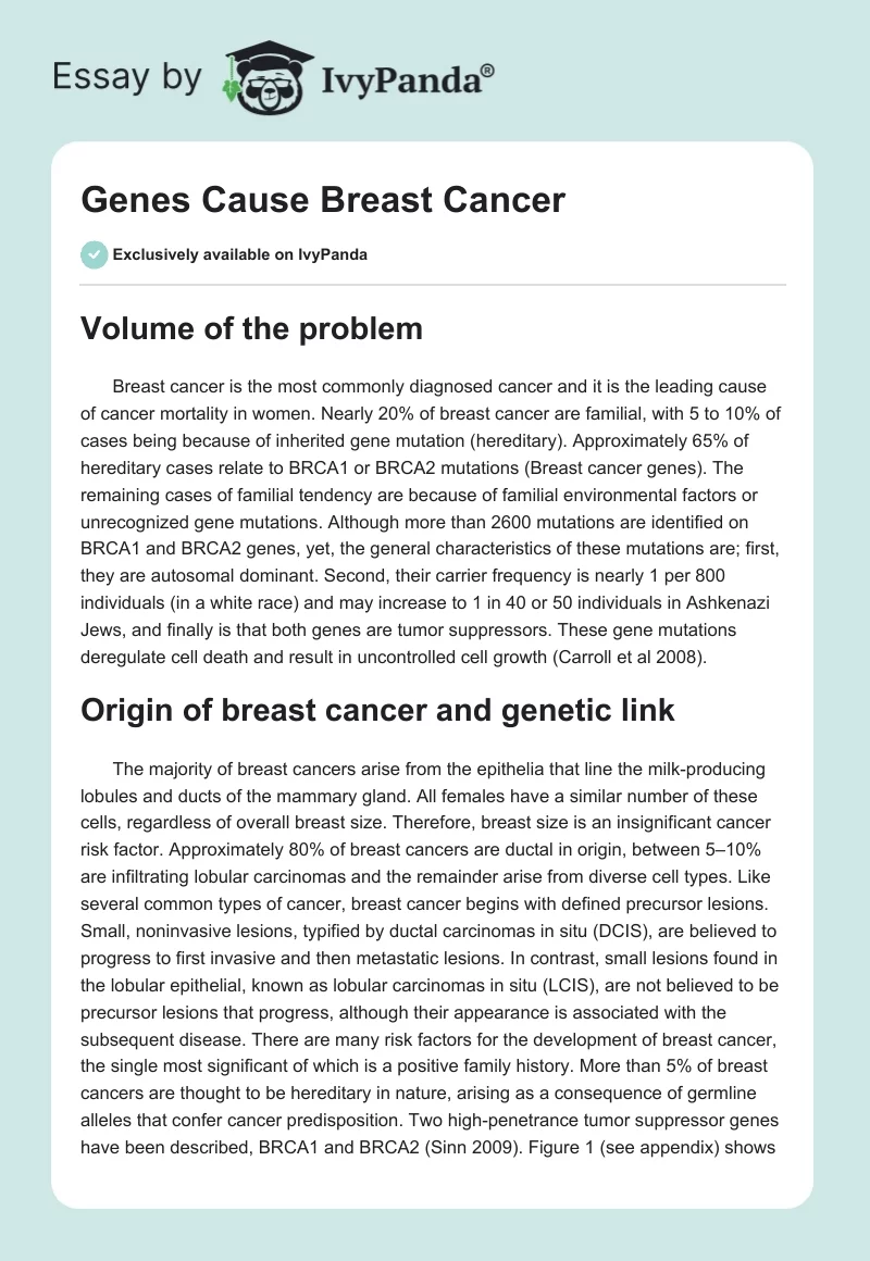 Genes Cause Breast Cancer. Page 1