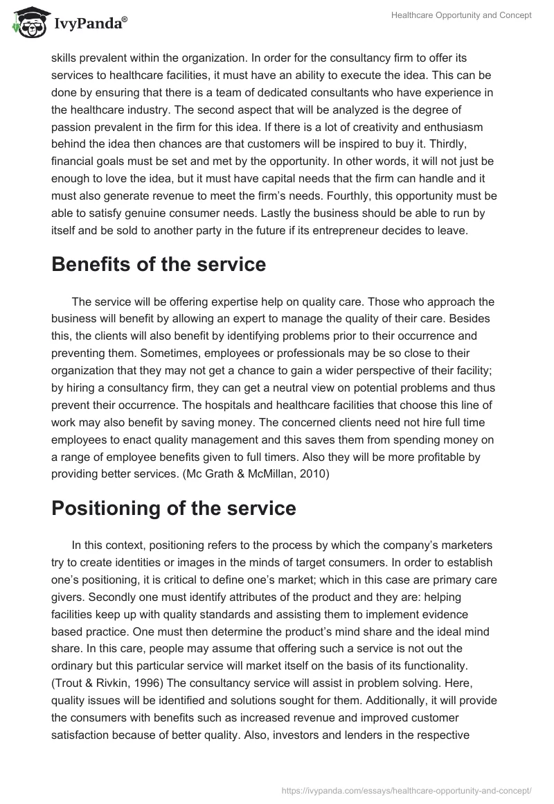 Healthcare Opportunity and Concept. Page 3