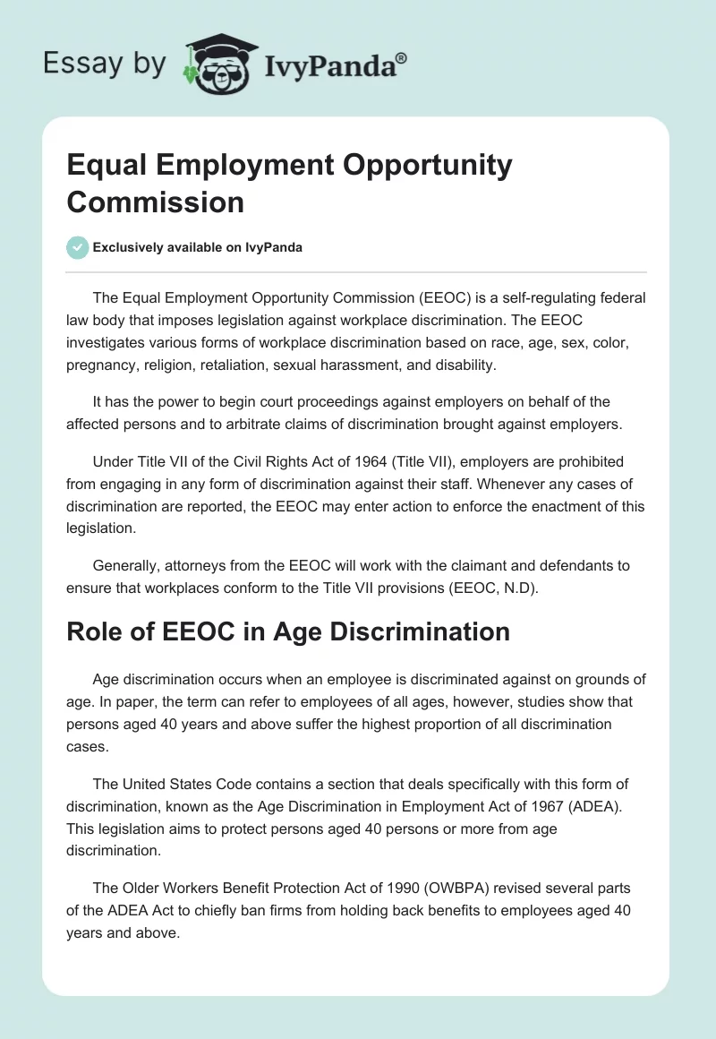 Equal Employment Opportunity Commission. Page 1