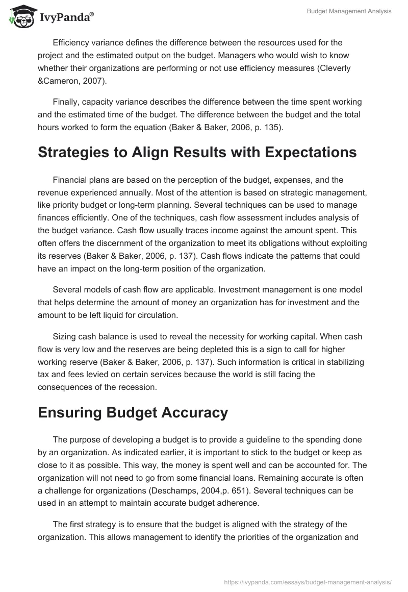 Budget Management Analysis. Page 3