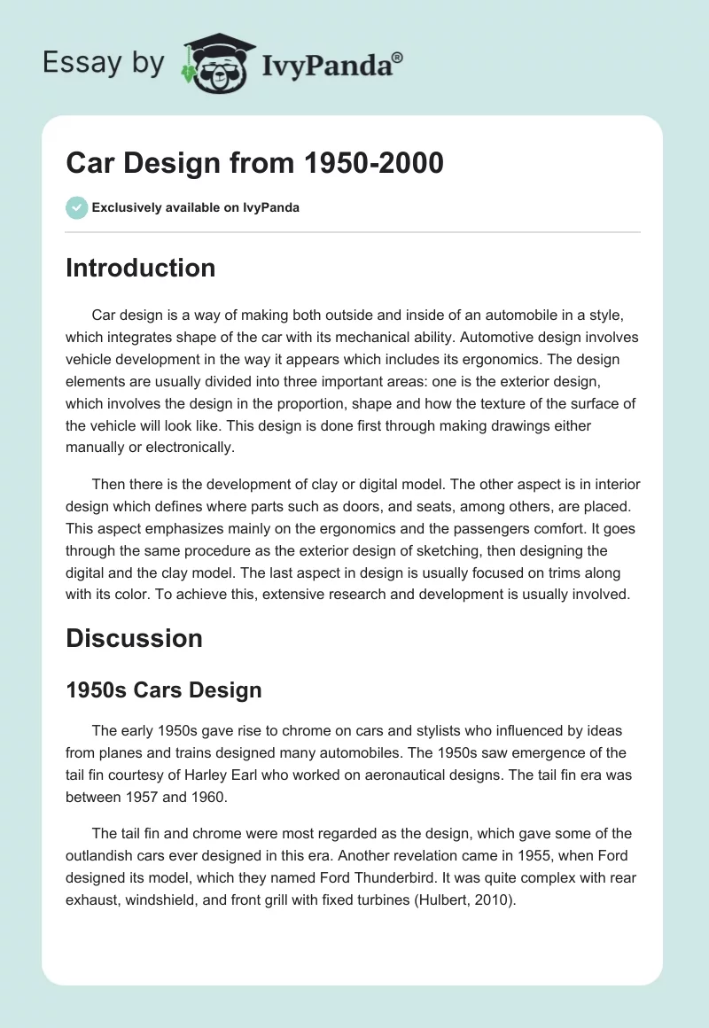 Car Design from 1950-2000. Page 1